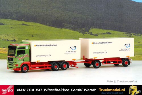 Herpa 151245 Wandt Sonepar MAN TGA XXL wisselbakken combinatie