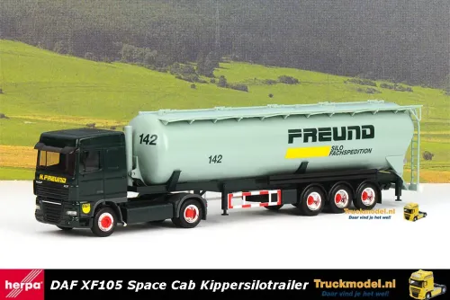 Herpa 154369 H Freund Daf XF105 Space Cab kippersilotrailer