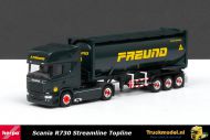 Herpa 303248 Scania R730 Streamline Topline 30ft Kipper silocontainer Freund Koln