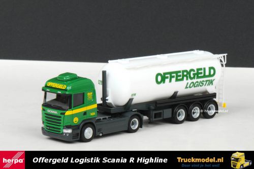 Herpa 303453 Offergeld Scania R480 Streamline Highline korte kipper silotrailer