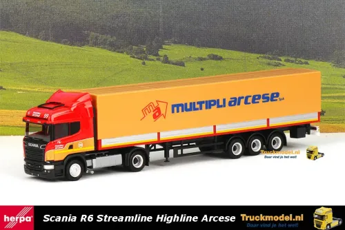 Herpa 304061 Multipli Arcese SpA Scania R500 Highline huifoplegger