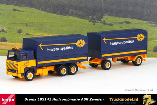 Herpa 312585 Scania LBS 141 huifcombinatie ASG Zweden