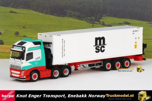 Herpa 312615 Knut Enger Volvo FH Hammar MSC reefer container trailer