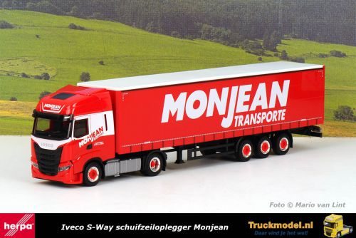 Herpa 314060 Monjean Transporte Iveco S-Way schuifzeiltrailer