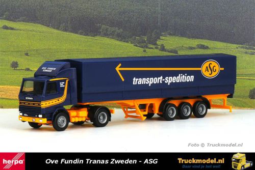 Herpa 315272 Ove Fundin ASG Scania R142 trekker huifoplegger