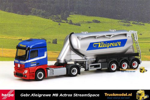 Herpa 316132 Gebr Kleigrewe Mercedes Actros Streamspace onderlosser bulkoplegger